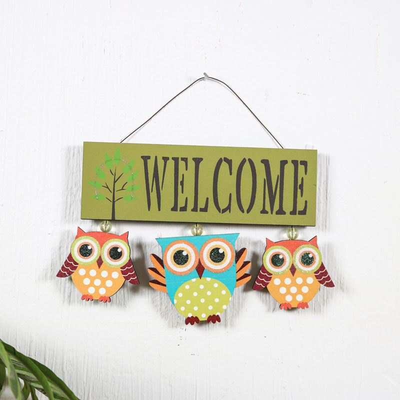 Mooie Uil Welkom Houten Bord Muur Opknoping Prikbord Voor Feestelijke Interieur Outdoor Home Deur Inrichting Tuin Decoratie