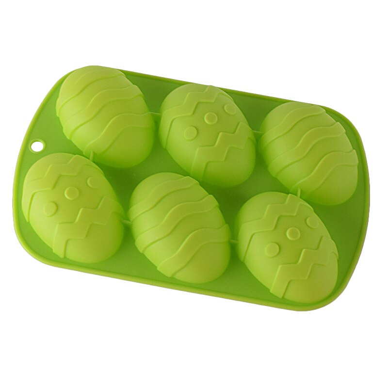 6 Holte Paasei Vormige Siliconen Bakvorm 3D Cakevorm Muffin Chocolade Cookie Bakvorm Pan Ice Maker Mould: Green