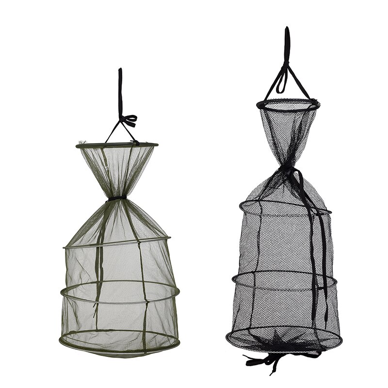 Bærbart nylon fiskenet fisk rejer mesh bur net fiskeri landingsnet grøn fiskekurv foldbart fiskenet grej