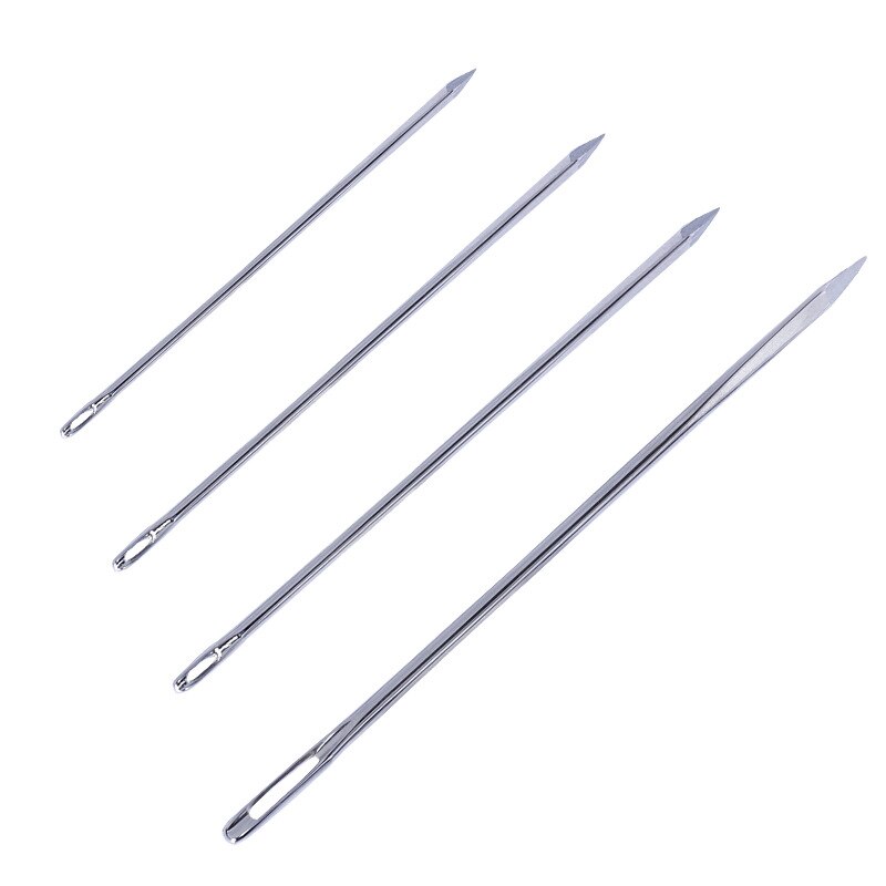 Agujas de coser de cuero hechas a mano, 4 tamaños, 44/52/58/70mm, agujas de acero inoxidable para bolsa de cuero de punto de cruz, 100 Uds.