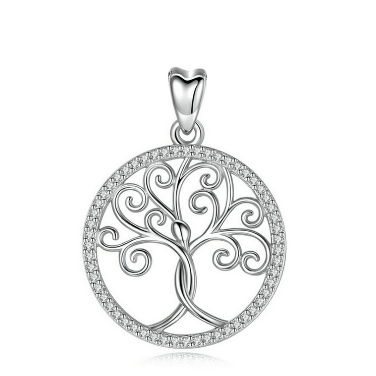 EUDORA Sterling Silver Twisted Rowan Tree Necklace Delicate Solid Silver tree of Pendant with Link Chain or Only Charm CYD450: White