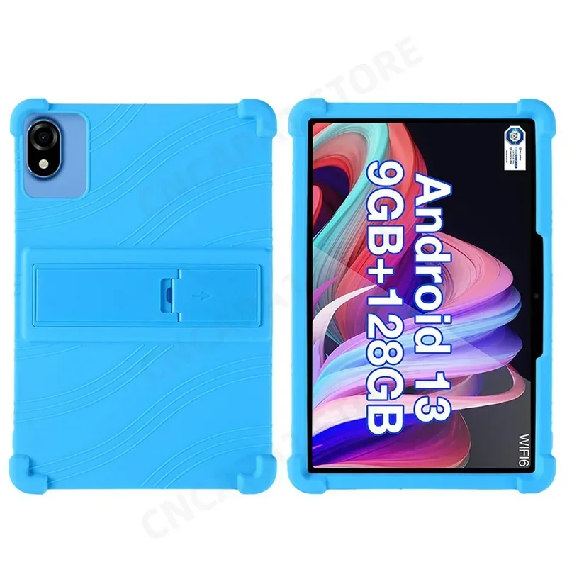 For Teclast P30 T P30T Case 10.1 inch Tablet PC Soft Silicone Shockproof Cover with Rear Kickstand Soft: 12.4 / SKY BLUE