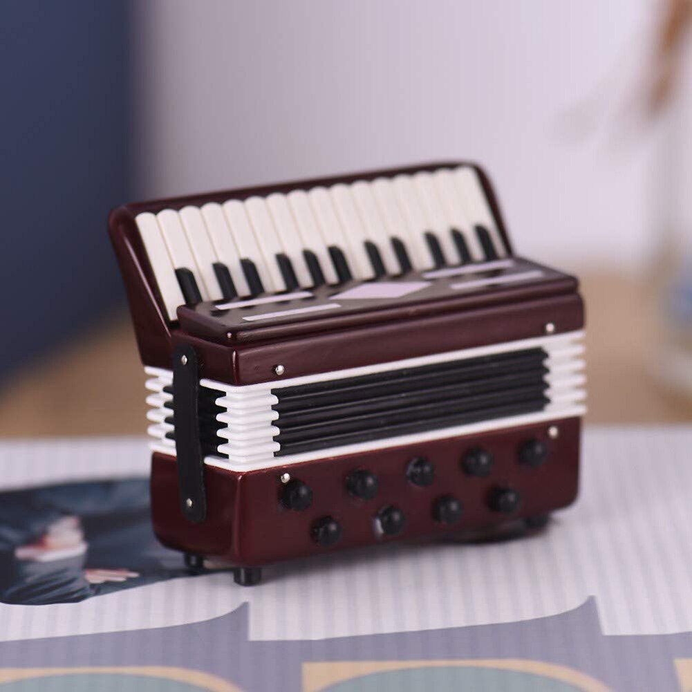 Mini Accordion Model Exquisite Desktop Music Instrument Decoration Ornaments Music With Storage Case Accordion