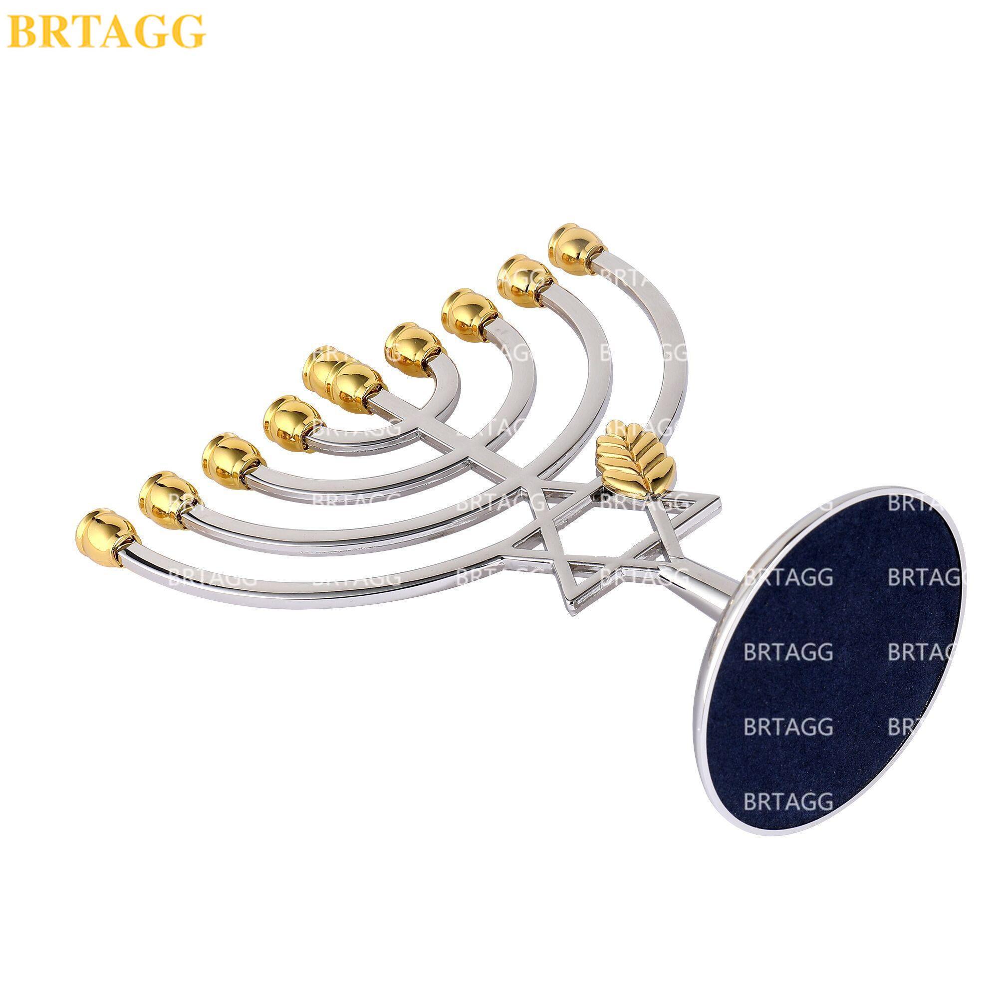 Brtagg hanukkah menorah silverpläterad fullstora icke -smutsiga - judiska 9 grenar ljusstakar