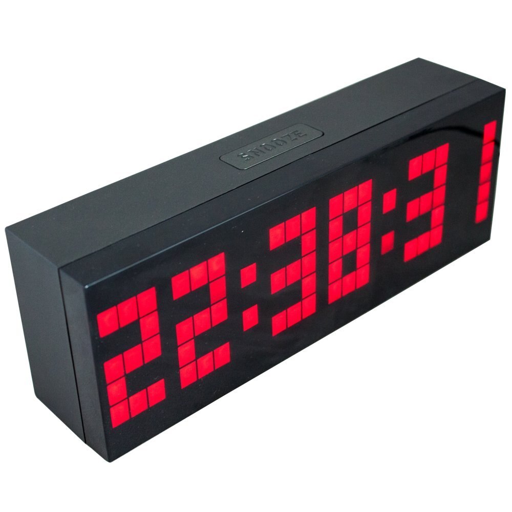 4 färger led klocka digital väckarklocka vägg bord skrivbord med snooze kalender temperatur chiristmas: 6 digi 5 pixlar röd