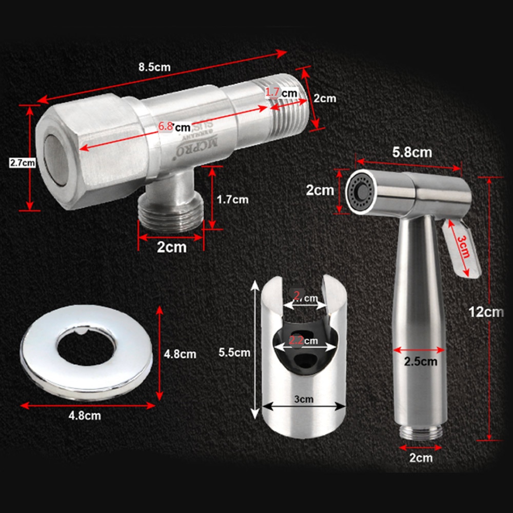 Handheld Toilet Bidet Sprayer Stainless Steel Toilet Hand Held Bidet Faucet Spray Set Bathroom Self Cleaning Spraye Shower Head