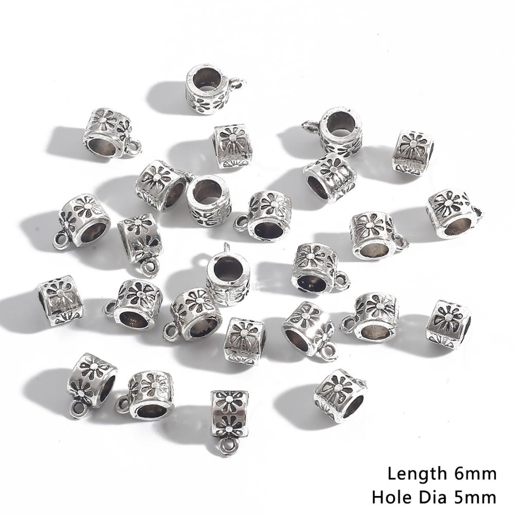 20pcs Bail bead Connector Charms 4-9MM Antique Silver Necklace Clasps for DIY Jewelry Findings Accessories: 10