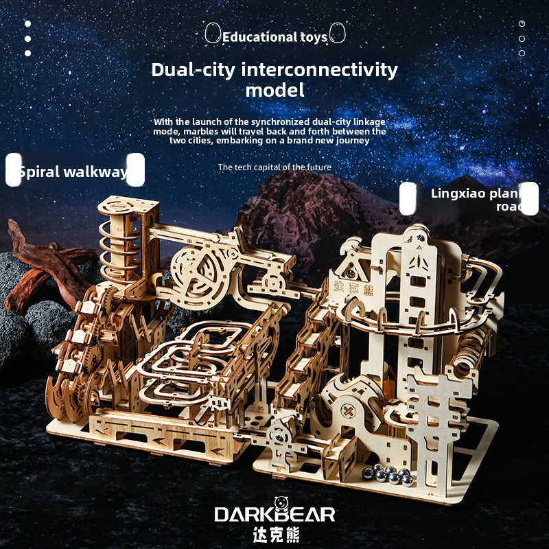 Cross-border three-dimensional puzzle trackball model, wooden assembly model, handmade 3d-- piece toy, high-quality ornament, collector's item
