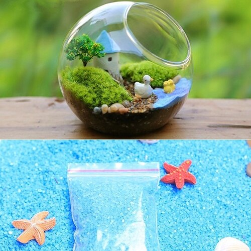 1 saco de areia azul para miniaturas jardim de fadas musgo terrário decoração artesanato bonsai fada jardim decoração acessórios resina moderna