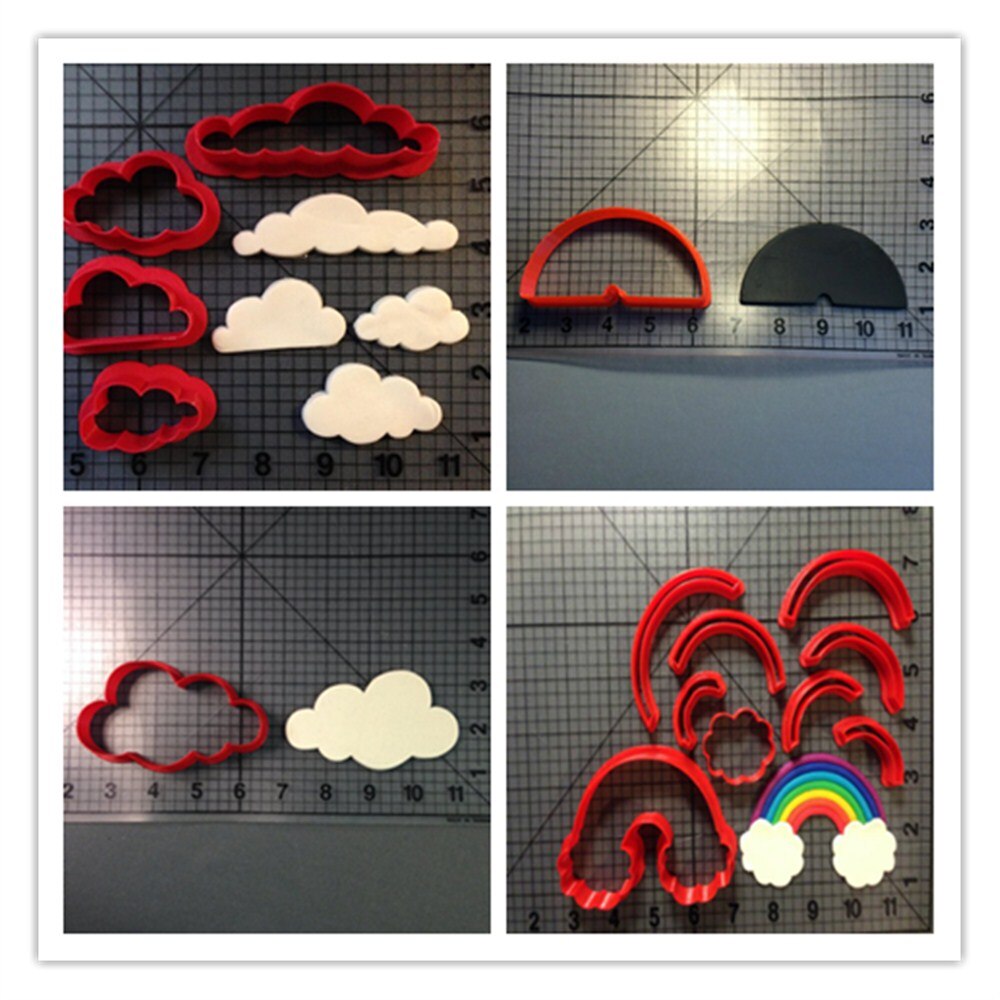 Custom Made 3D Printed Cookie Cutter Rainbow And Set Of Clouds Fondant Cookie Cutters Fondant Cupcake Mould Cake Decorating Tool