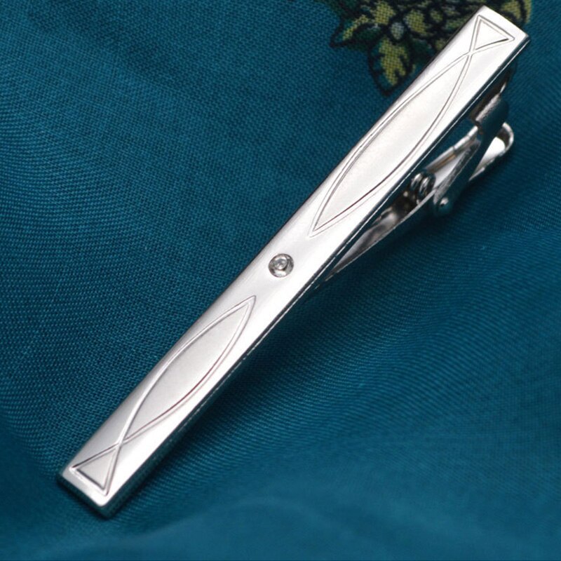 Pince à cravate en métal argenté pour hommes, épingle à cravate en cristal pour hommes, accessoires de mariage: Z06-Silver