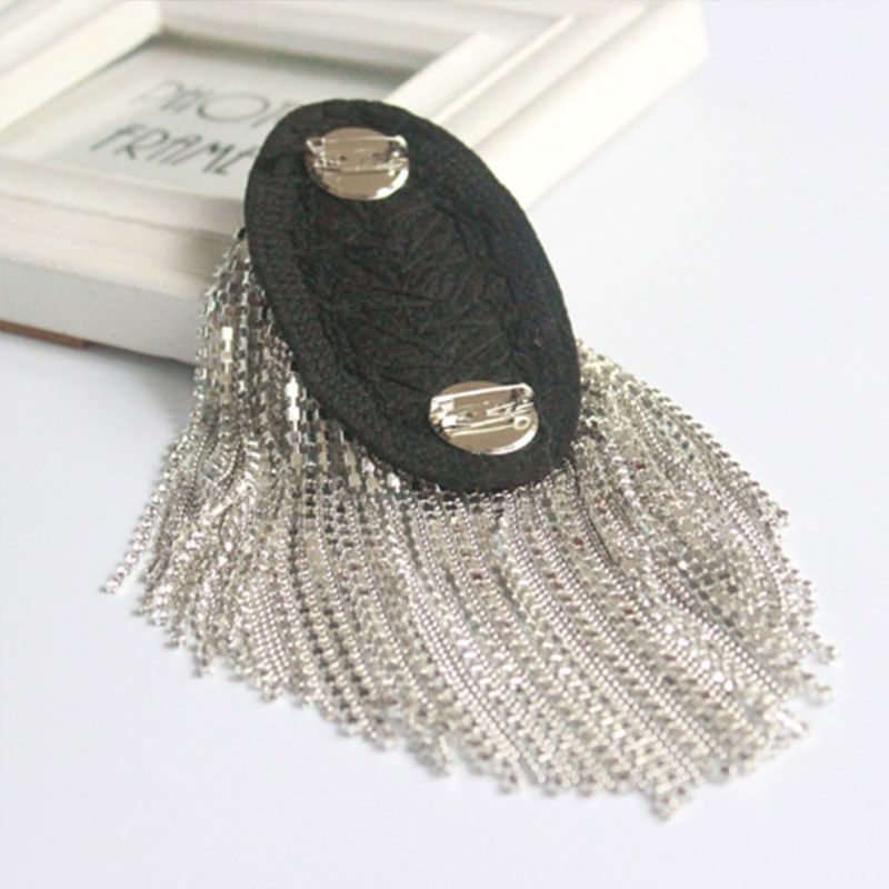 Glitter rhinestone kvaster kæde epaulet mænd kvinder punk frynser skulderbræt badge