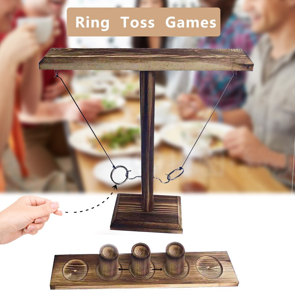 Partyspielzeug, freizeit, bar im industriestil, getränkeladen, handgefertigte ringwurfhaken aus holz, schnelles interaktives spiel für bars und zuhause