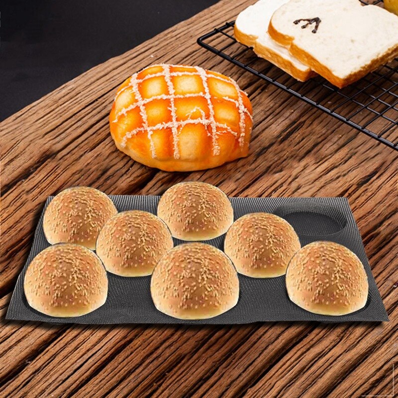 Moules perforés en Silicone pour pain Hamburger, feuilles de cuisson antiadhésives, taille demi-casserole