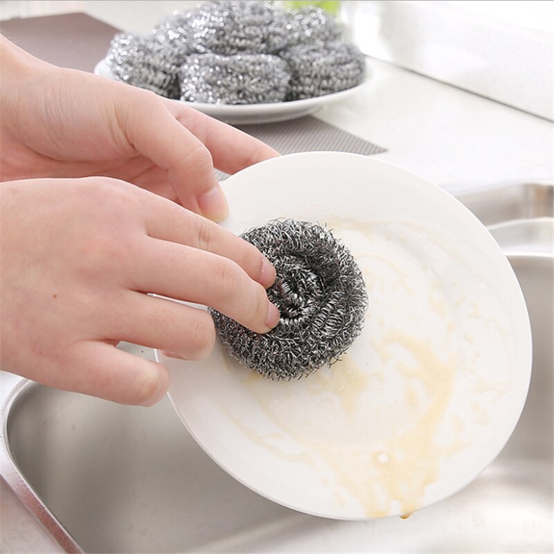 Saim Kitchen Wire Cleaning Ball Wash Pan Stainless Steel Wire Balls Kitchen Cleaning Brush Pot Cleaning Ball 20 pcs/pack JJ50777