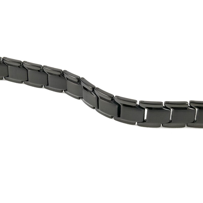 Pulsera de acero y titanio para hombre, brazalete magnético negro y oro rosa, para hombre BMF88