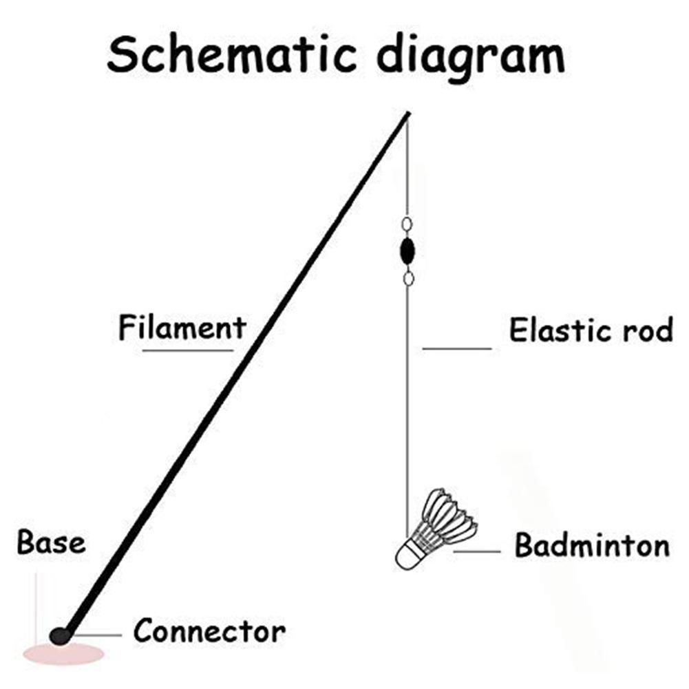 Bärbar badminton tränare teleskopisk elastisk stav självstudier rebound power bas öva set för fjäderfä badminton elev
