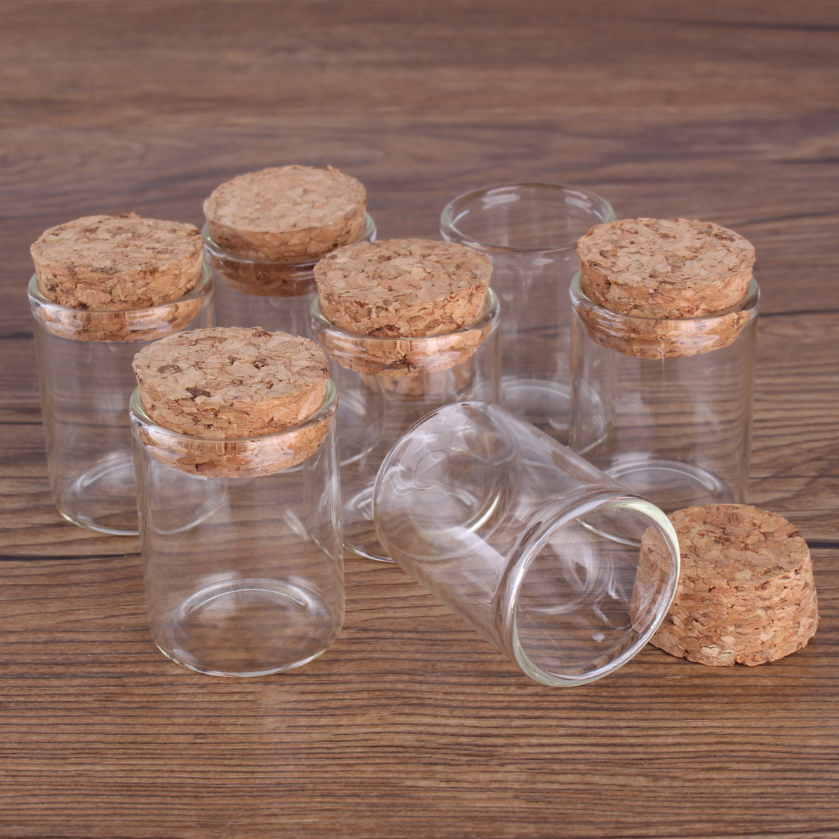 15ml/25ml/30ml/35ml/40ml/45ml/50ml/55ml/60ml/80ml/100ml små provrör i glas med korkpropp flaskor burkar injektionsflaskor 24 st