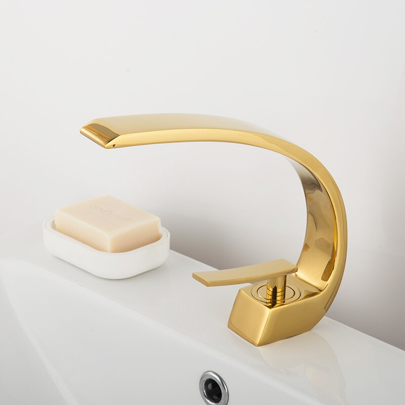Håndvaskarmaturer moderne badeværelsesarmatur til hane i hvidguld håndvaskarmatur enkelt håndtag enkelt hul og koldt vandfald