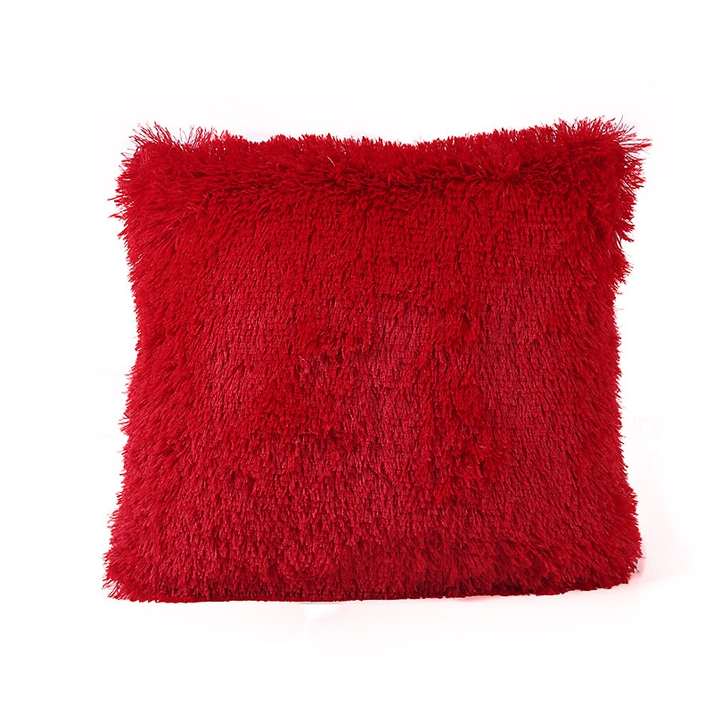 Housse de coussin pour décoration de maison | Coussin de luxe en velours, bleu, vert, jaune, rose, gris, noir, #30: Red 