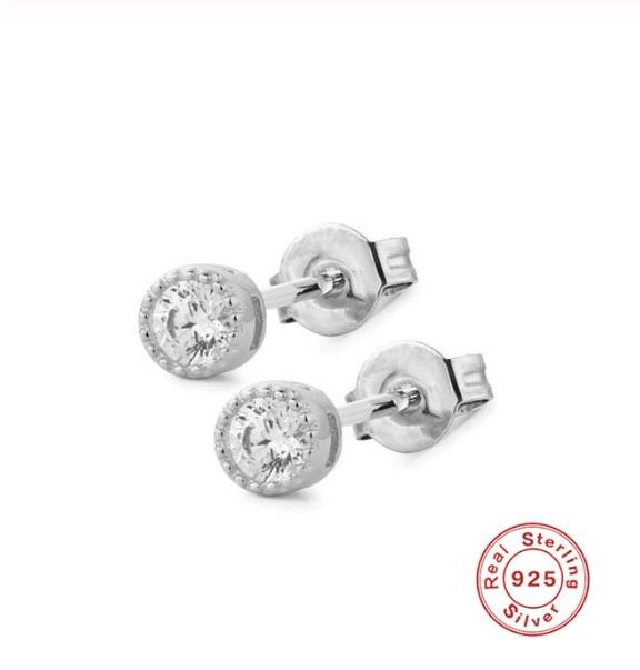 ROXI Women Classic Shining Zircon Small Stud Earrings Piercing Ear Jewelry 925 Sterling Silver Austrian Crystal Earring: Silver