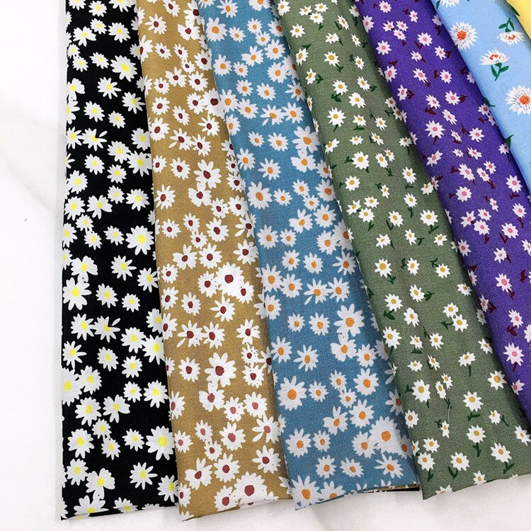 Tela de rayón con estampado de margaritas para primavera y verano, vestido de tela Floral pequeño, 45 hilos