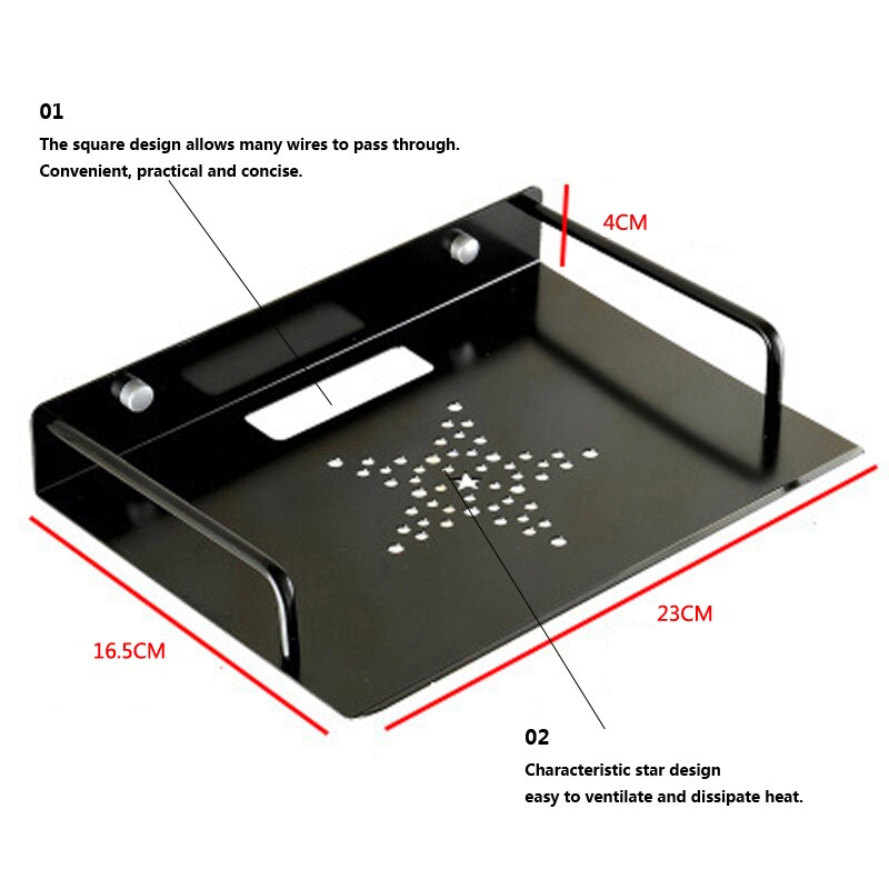 Home Decor Organizer Draadloze Wifi Router Telefoon Plank Panel Muur Opknoping Plug Board Beugel Router Opbergrek Beugel: Black