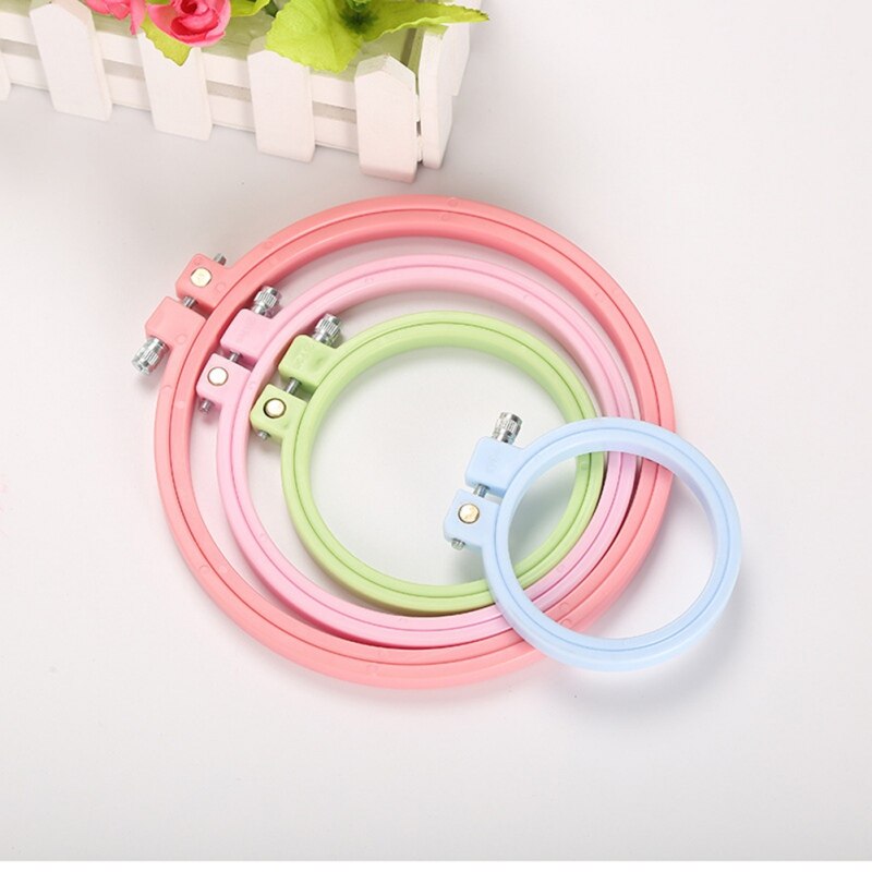 Candy Color DIY Sewing Embroidery Stretch Ring Hoop Tool Embroidery Cross Stitch Plastic Hoop Frame Ring Round Hoop Craft M