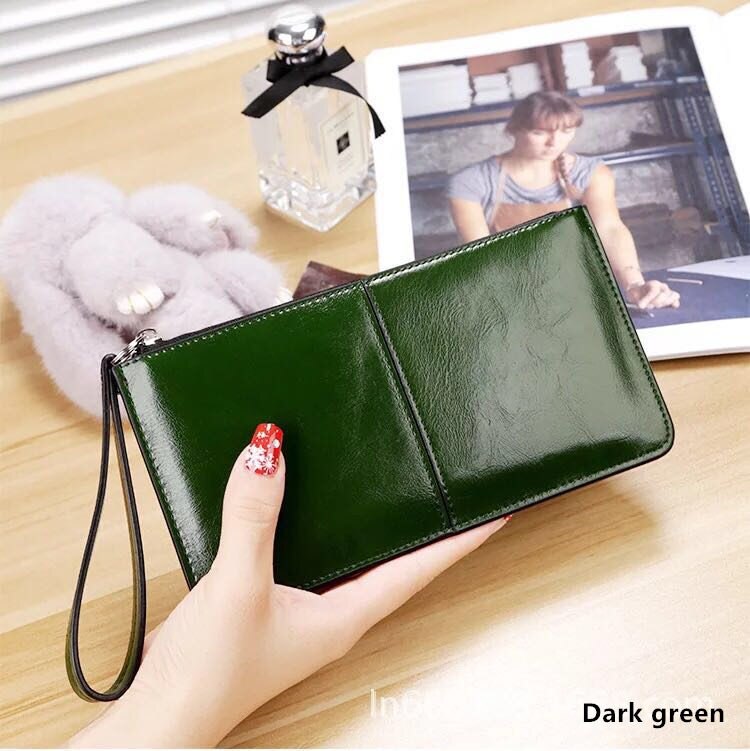 Women Wallets Long Candy Oil Leather Wallet Day Clutch Women's Purse Female Purse Clutch Card Holder: 8