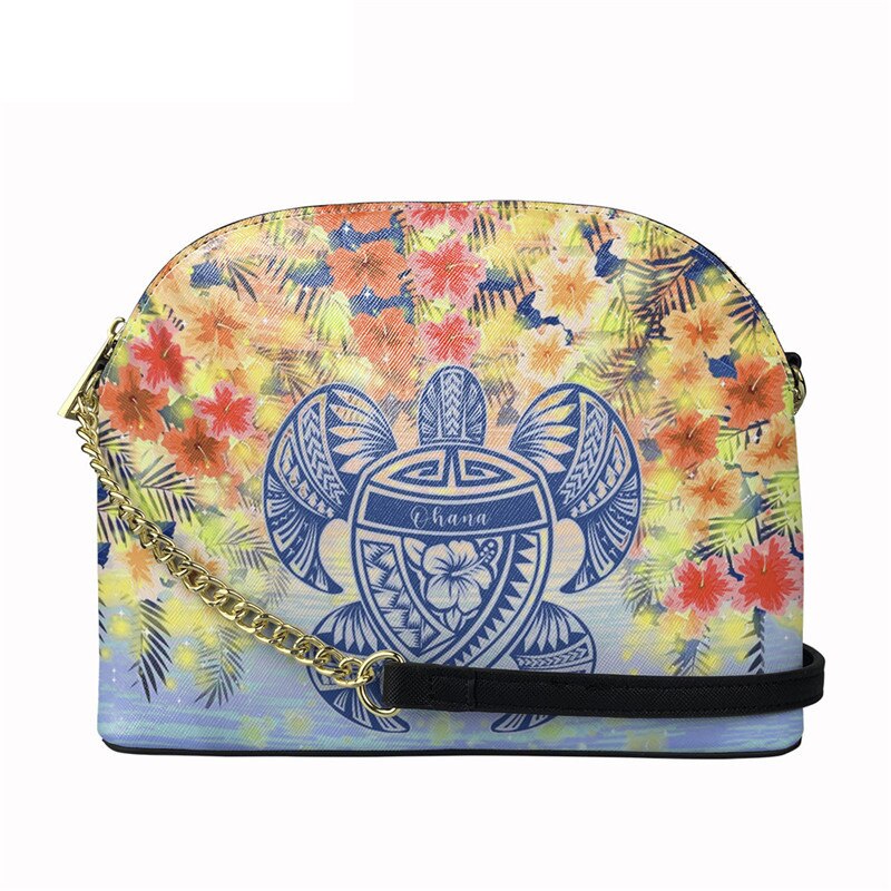 Nopersonality Polynesische Schildpad Met Hibiscus Print Vrouwen Pu Lederen Tas Brand Luxe Shell Tas Stijlvolle Schoudertas: HTBE052D49