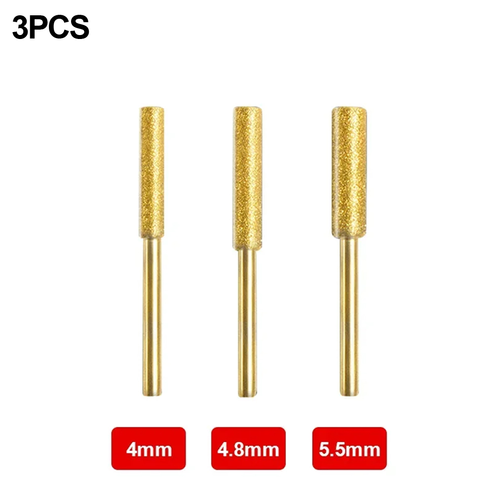 3 Stuks 4/4.8/5.5Mm Kettingzaag Slijper Diamant Cilindrische Braam Kettingzaag Slijpkop Voor Handheld Slijpmachine: Zilver