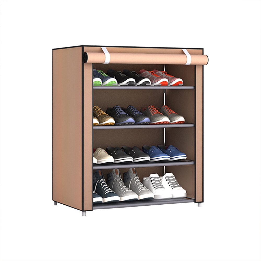 4/5/6/8/10 Lagen Schoenen Rek Met Stofdicht Doek Niet-geweven Stof Schoen stands Organizer Closet Thuis Schoenen Opslag Houder Plank: coffee 5layers