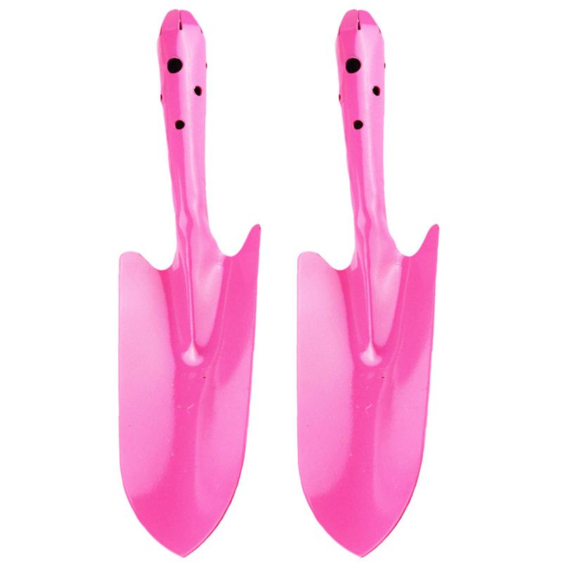 2 st trädgårdsskövlar verktyg utomhus jord spatel plantor spade bärbar plantering spade för trädgård blomma växt (rosa)