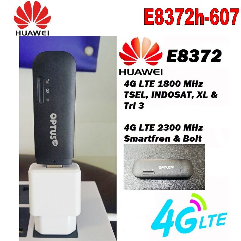 Huawei E8372h-607 with 4g antenna FDD-LTE Band 1(2100MHz) /3 (1800MHz) /7(2600Mhz)/8(900 MHz) /28(700Mhz) MiFi modem stick