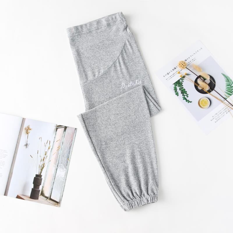 Maternity Harem Pants Casual Home Anti-mosquito Sleep Pants Pregnant Women Elastic Waist Belly Ankle Trousers Pregnancy Clothes: Light Gray / XL