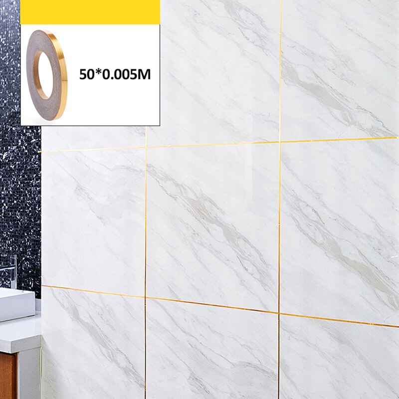 1 rol woningdecoratie afdichtingsfolie tape waterdicht goud zilver diy koperfolie strip muursticker vloernaadsticker.