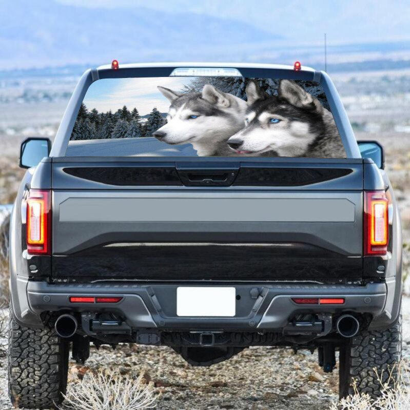 Lobo para camión, Jeep, todoterreno camioneta 3D parabrisas trasero Decoración Adhesivos pegatinas ventana trasera cartel de vidrio 57,9x18,1 pulgadas