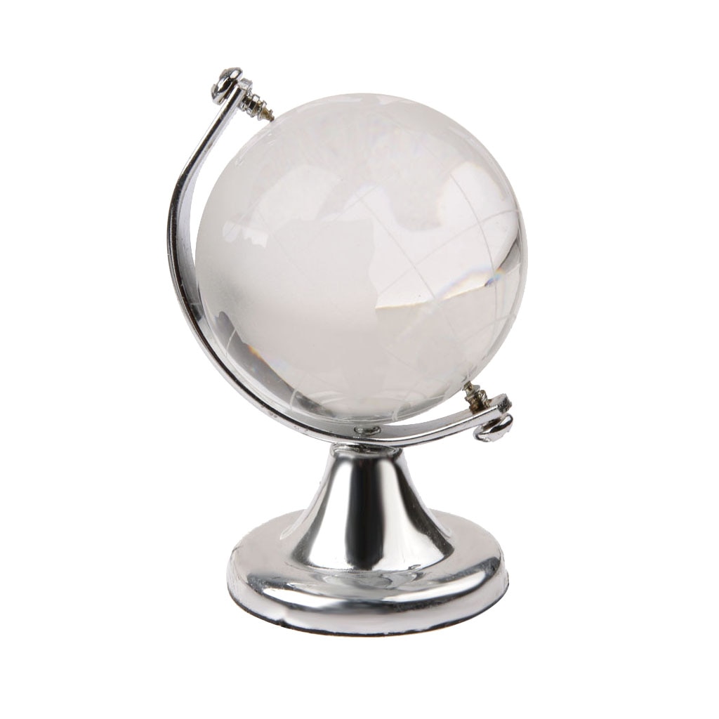 Zilver Stand Crystal Wereldbol Huwelijkscadeau Presse-papier Feng Shui Opknoping Ballen Ornamenten Globe Speelgoed Souvenirs
