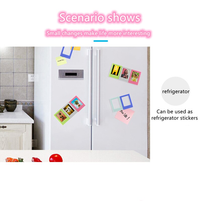 Mini farverig diy magnetisk fotoramme køleskab køleskab magnet billedramme til opbevaring af 3 tommer fotos
