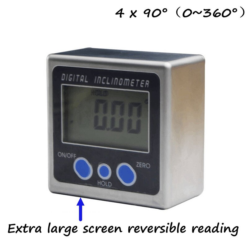LCD Screen Electronic Protractor 0-360 Degree Digital Angle Level Meter Cube Protractor Inclinometer Gauge Magnetic Base