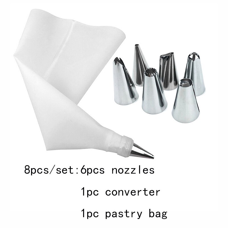 Silicone Forms Icing Piping Nozzles Pastry Bag Pastry Bakeware Baking Tools Fancy Cake Mold Cake Decorating Tools 3/8/14/18pcs: 8pcs white