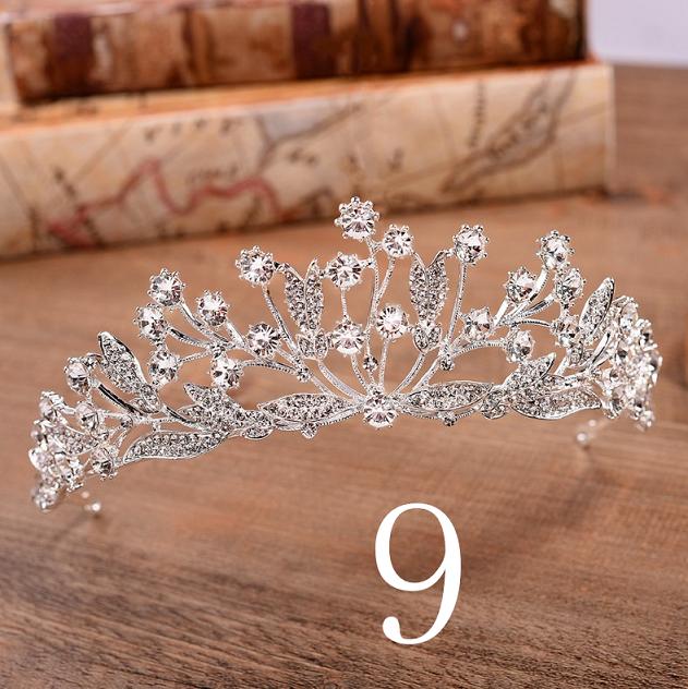 Blau verrotten Grün Hochzeit Haar Zubehör Kristall Tiara Für Bräute Krone Kopf Stück Braut Haar Zubehör Kronen Königin Diadem: 9