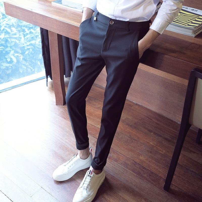 Spring Autumn Men Dress Pants Slim Straight Solid ... – Vicedeal
