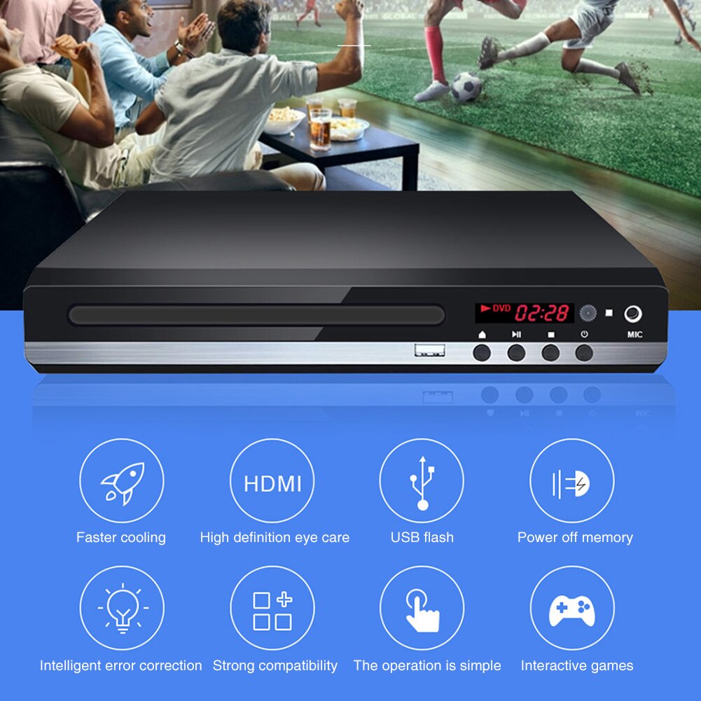 Karaoke VCD DVD Spieler USB HDMI Heimat Tragbare Einfach Installieren UNS Stecker Metall MIC Eingang Für TV Multi Format Mit kabel CD