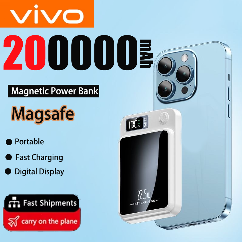 VIVO 200000mAh 22.5W Wireless Magnetic Power Bank Fast Charging Portable External Battery PowerBank Magsafe for iPhone Xiaomi