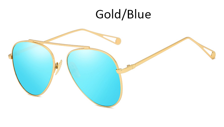 Rosa spiegel Pilot sonnenbrille frauen Metall rahmen frauen Stilvolle Damen Schattierungen feminin gläser: Gold Blau