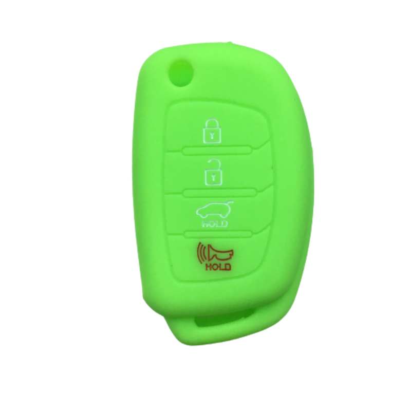 Geschikt Voor Hyundai IX35 Vouwen 4-Knop Autosleutel Case Soft Rubber Silicone Sleutel Shell Anti-Diefstal Afstandsbediening controle Beschermende Cove: New green