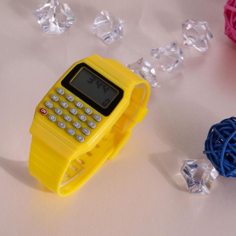 Children Kids Date Multi-Purpose Calculator Silicone Wrist Watch Kids Date Month Time Display Mini Calculator Mathematics Supply