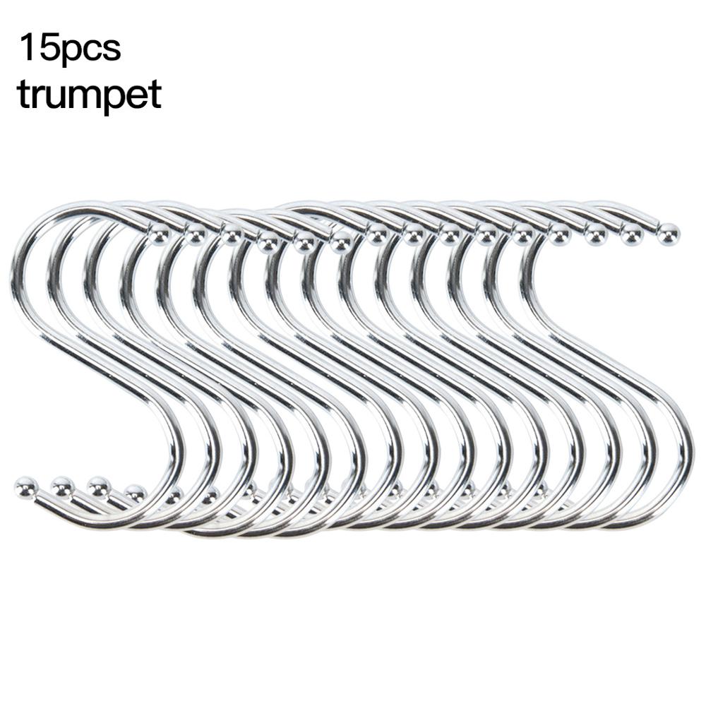 10/15pcs Stainless Steel S Hooks Pot Pan Storage Hanging Hanger Household Hooks for Kitchen Pan Wall Mounted Pot Rack Tool: 6.5cm