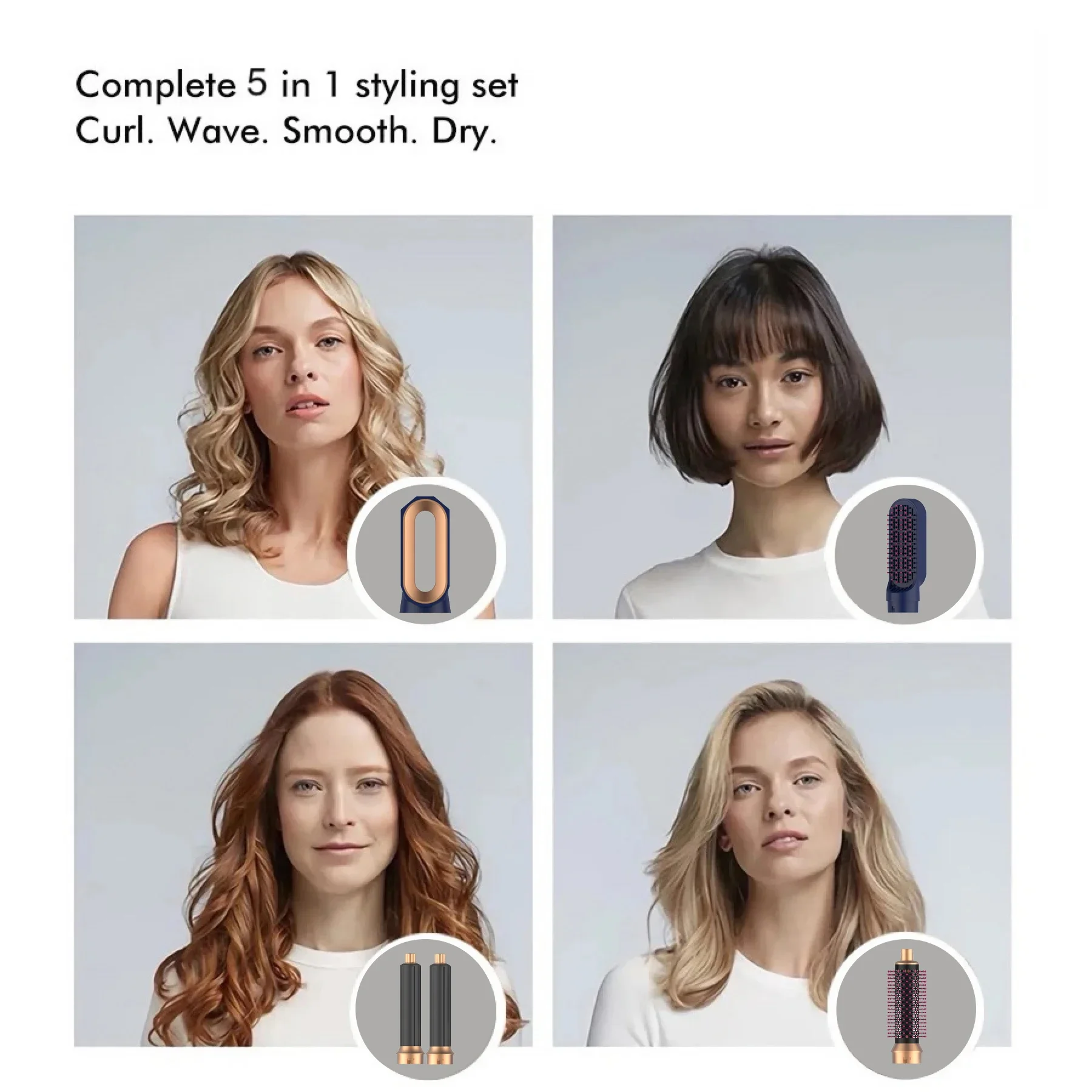 Föhn Multi 5-in-1 haarstyler Krultang Stijltang met haarborstel Haardroger voor föhn Haar Multi Styler